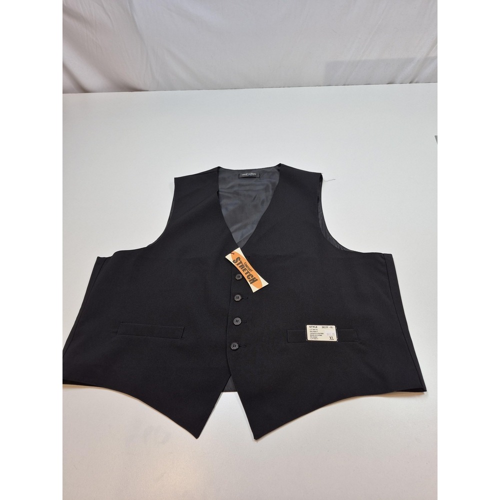 Neil Allyn Vest Mens XL Black Polyester Stretch Tuxedo Suit Formal Wedding